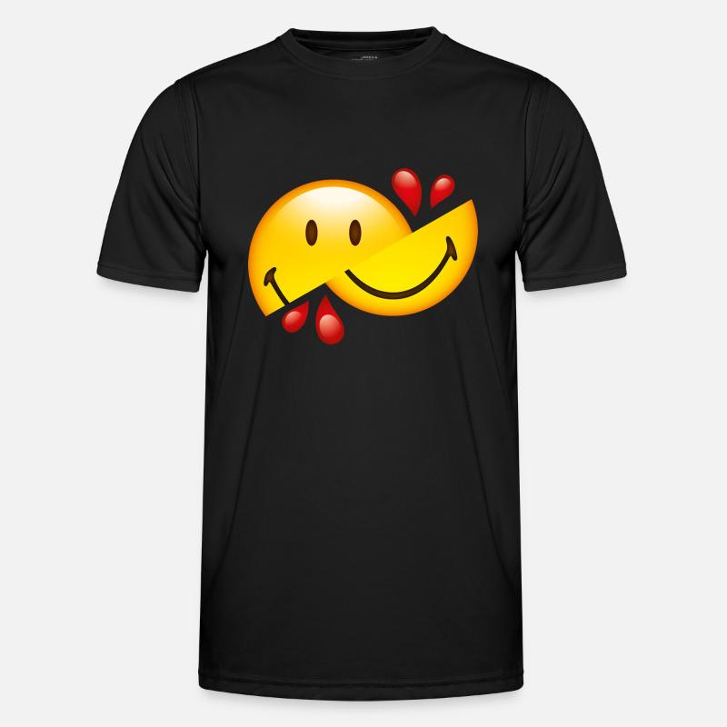 Smiley Glossy Cut in Half - Men's Functional T-Shirt - black