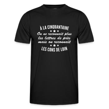 in your fifties you don't recognize the jerks from afar - Men's Functional T-Shirt - black - Front - AI Model Male 178 dark (178cm)