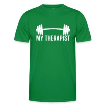 Barbell My Therapist - Men's Functional T-Shirt - kelly green - Front - AI Model Male 178 dark (178cm)