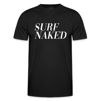 Surf Naked - Nackt Surfen - Männer Funktions-T-Shirt - Schwarz - Vorne - AI Model Male 178 dark (178cm)