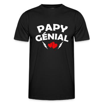 papy génial / humour grand-père / papy formidable - T-shirt sport Homme - noir - Devant - AI Model Male 178 dark (178cm)