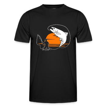 Fliegenfischen Rising Sun Angler Fischer Angeln - Männer Funktions-T-Shirt - Schwarz - Vorne - AI Model Male 178 dark (178cm)