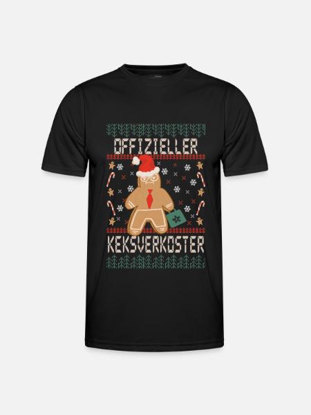 Lustiger Lebkuchenmann Weihnachten Pullover - Männer Funktions-T-Shirt - Schwarz