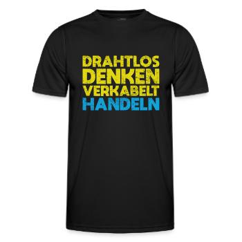 Drahtlos Denken, Verkabelt Handeln - Männer Funktions-T-Shirt - Schwarz - Vorne - AI Model Male 178 dark (178cm)