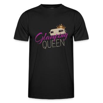 Glamping Queen Camping avec caravane vintage - T-shirt sport Homme - noir - Devant - AI Model Male 178 dark (178cm)