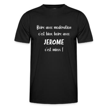 Boire avec Jerome c'est mieux - T-shirt sport Homme - noir - Devant - AI Model Male 178 dark (178cm)