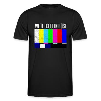 We'll fix it in post - Men's Functional T-Shirt - black - Front - AI Model Male 178 dark (178cm)