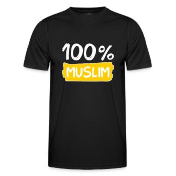 100% musulman - musulmans - islam - T-shirt sport Homme - noir - Devant - AI Model Male 178 dark (178cm)