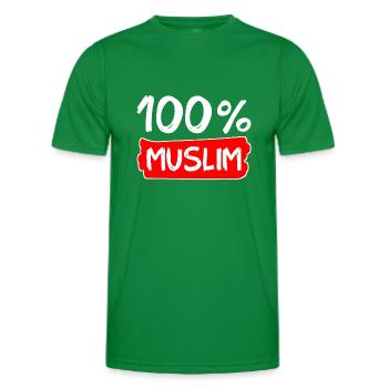100% musulman - musulmans - islam - T-shirt sport Homme - vert - Devant - AI Model Male 178 dark (178cm)