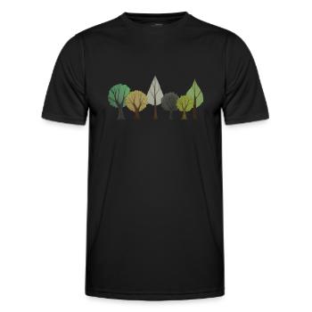 Trees Deciduous Forest Drawing - Men's Functional T-Shirt - black - Front - AI Model Male 178 dark (178cm)