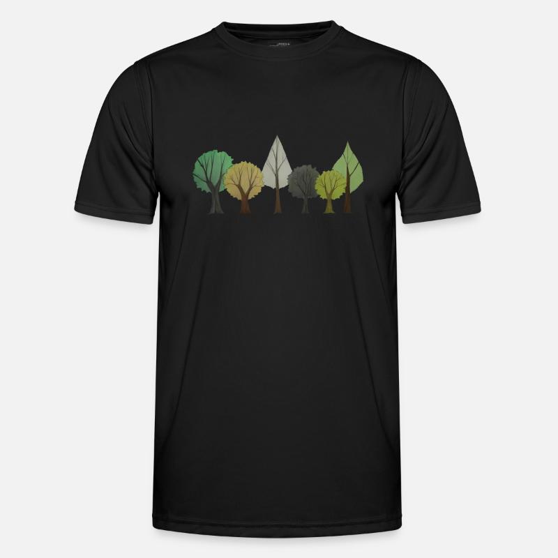 Trees Deciduous Forest Drawing - Men's Functional T-Shirt - black