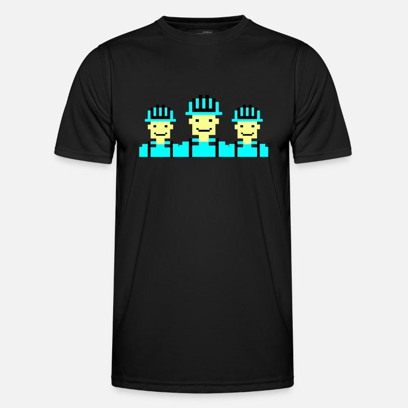 bauarbeiter pixel 02 - Männer Funktions-T-Shirt - Schwarz