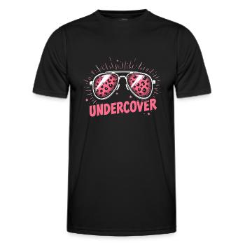 Lunettes de soleil drôles et costume de discours infiltré - T-shirt sport Homme - noir - Devant - AI Model Male 178 dark (178cm)