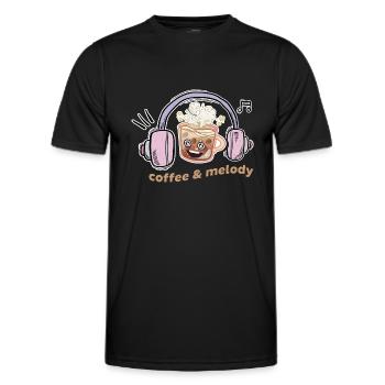 Kaffee & Musik Melodie - Männer Funktions-T-Shirt - Schwarz - Vorne - AI Model Male 178 dark (178cm)