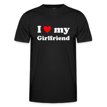 I love my Girlfriend - Heart - Loving - Romance - Männer Funktions-T-Shirt - Schwarz - Vorne - AI Model Male 178 dark (178cm)