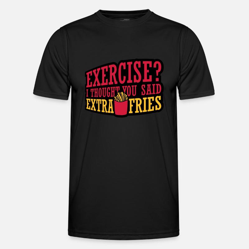Exercise Extra Fries Zitat - Männer Funktions-T-Shirt - Schwarz