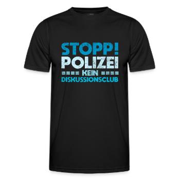 Stopp! Polizei: Kein Diskussionsclub - Männer Funktions-T-Shirt - Schwarz - Vorne - AI Model Male 178 dark (178cm)