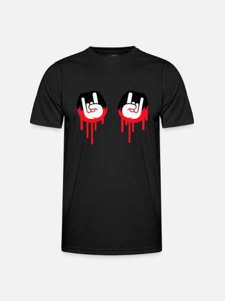 Heavy Metal Hard Rock Graffiti Horn Håndbevægelse - Funktionsshirt til herrer - sort