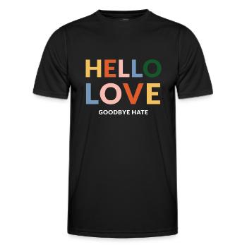 hello love goodbye hate - Men's Functional T-Shirt - black - Front - AI Model Male 178 dark (178cm)