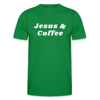 Jésus et la caféine du café - T-shirt sport Homme - vert - Devant - AI Model Male 178 dark (178cm)
