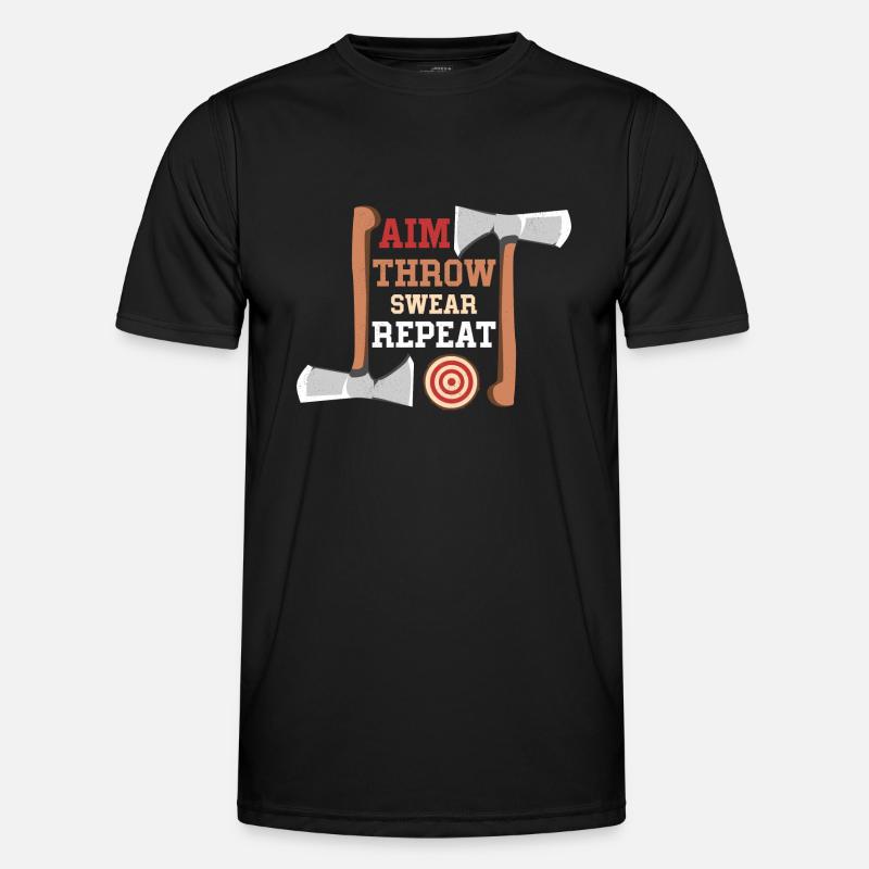 Aim Throw Swear Repeat Hatchet Ax Thrower Men's Functional T-Shirt