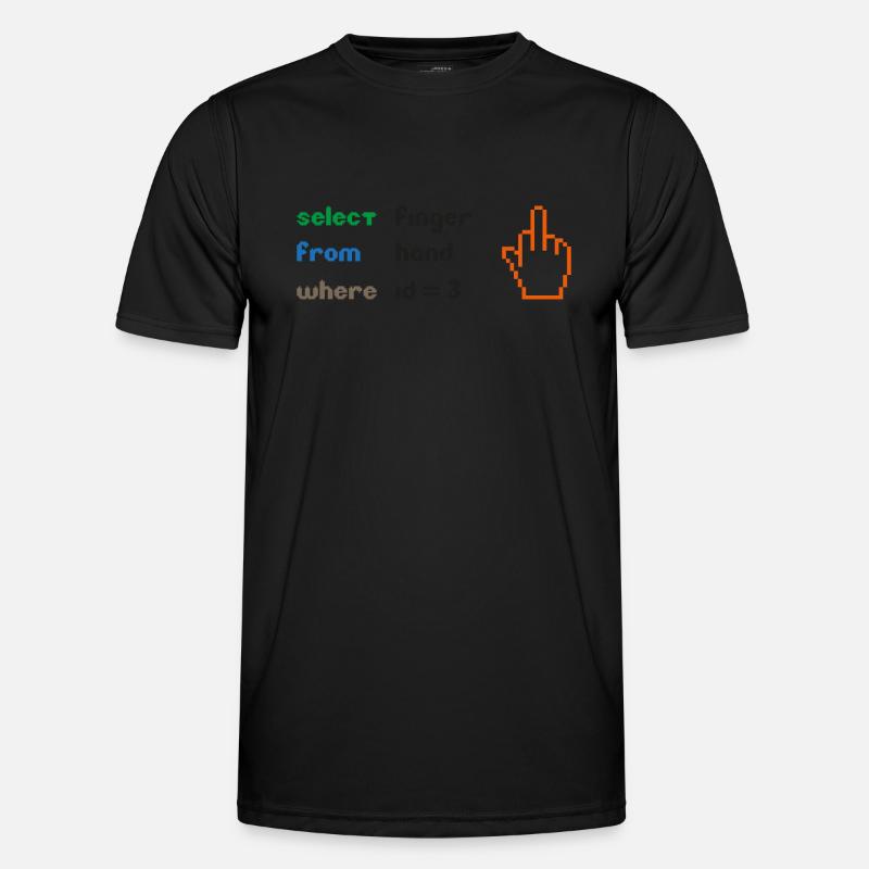 Funny SQL Query: 8-Bit Middle Finger for Geeks Men's Functional T-Shirt