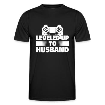 Leveled Up To Husband Est 2021 Gamer Bräutigam - Männer Funktions-T-Shirt - Schwarz - Vorne - AI Model Male 178 dark (178cm)