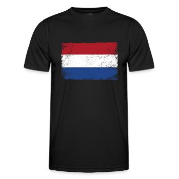 Holland Flagge Niederlande Fahne für Patrioten - Männer Funktions-T-Shirt - Schwarz - Vorne - AI Model Male 178 dark (178cm)