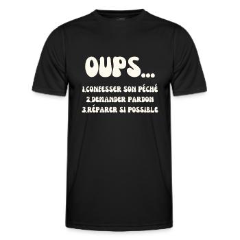 Oups .. 1. Confesser son péché etc - T-shirt sport Homme - noir - Devant - AI Model Male 178 dark (178cm)