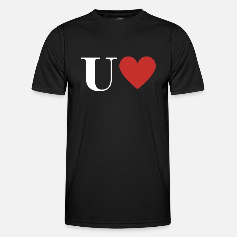 Letter u red heart - Men's Functional T-Shirt - black