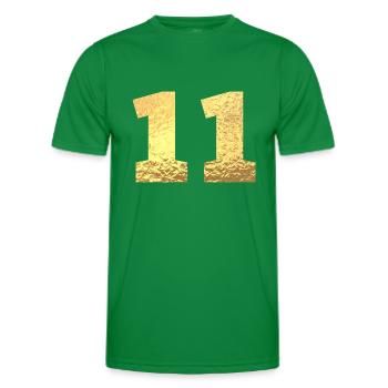 Number 11 Gold Glitter - 11th Anniversary - Men's Functional T-Shirt - kelly green - Front - AI Model Male 178 dark (178cm)
