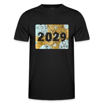 Zahl 2029 - Männer Funktions-T-Shirt - Schwarz - Vorne - AI Model Male 178 dark (178cm)