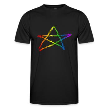 Pentagramme arc-en-ciel couleurs gothique gothique gothique occulte - T-shirt sport Homme - noir - Devant - AI Model Male 178 dark (178cm)