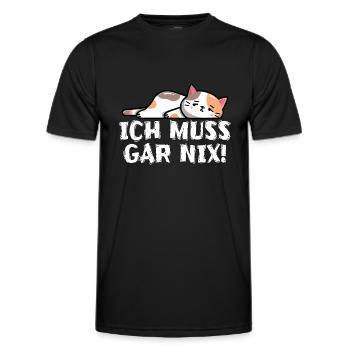 Müde , lustlose Katze - muss gar nix - Männer Funktions-T-Shirt - Schwarz - Vorne - AI Model Male 178 dark (178cm)