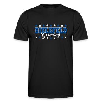Bielefeld - Männer Funktions-T-Shirt - Schwarz - Vorne - AI Model Male 178 dark (178cm)