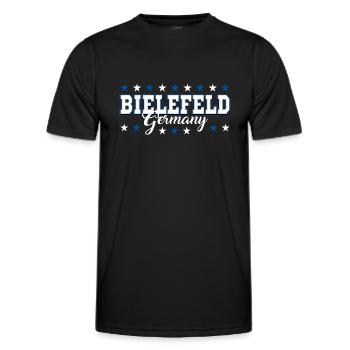 Bielefeld - Männer Funktions-T-Shirt - Schwarz - Vorne - AI Model Male 178 dark (178cm)