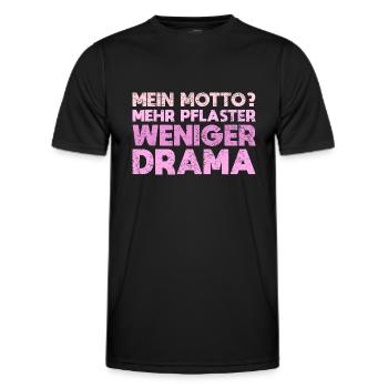 Mein Motto? Mehr Pflaster, Weniger Drama - Männer Funktions-T-Shirt - Schwarz - Vorne - AI Model Male 178 dark (178cm)