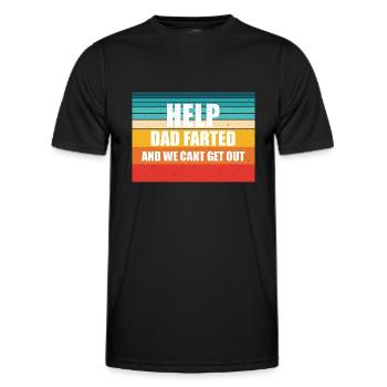 Help dad farted and we cant get out - Men's Functional T-Shirt - black - Front - AI Model Male 178 dark (178cm)