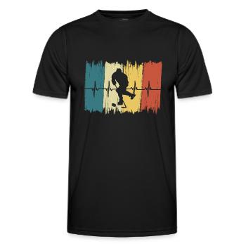 Vintage Hockey Herzschlag - Männer Funktions-T-Shirt - Schwarz - Vorne - AI Model Male 178 dark (178cm)