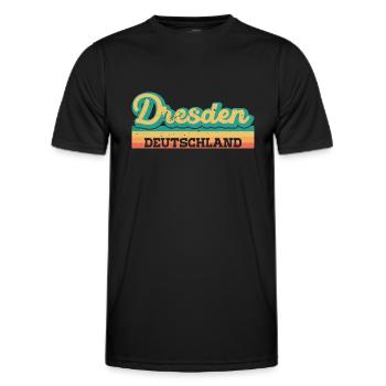 Dresden Germany GDR GDR Retro Flag - Men's Functional T-Shirt - black - Front - AI Model Male 178 dark (178cm)