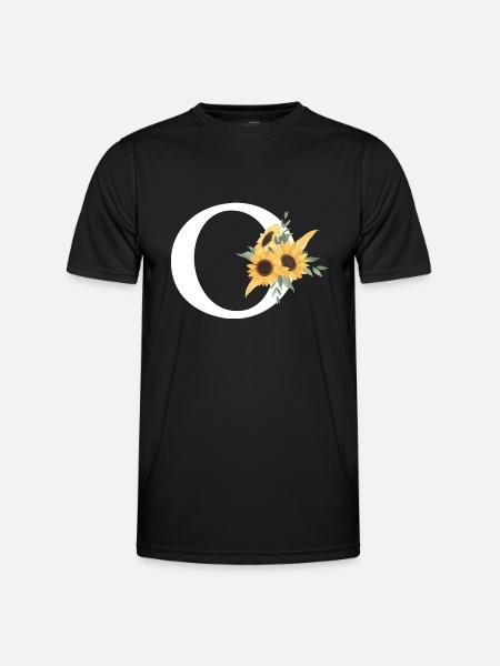 Sonnenblume Blumenbuchstabe O - Männer Funktions-T-Shirt - Schwarz