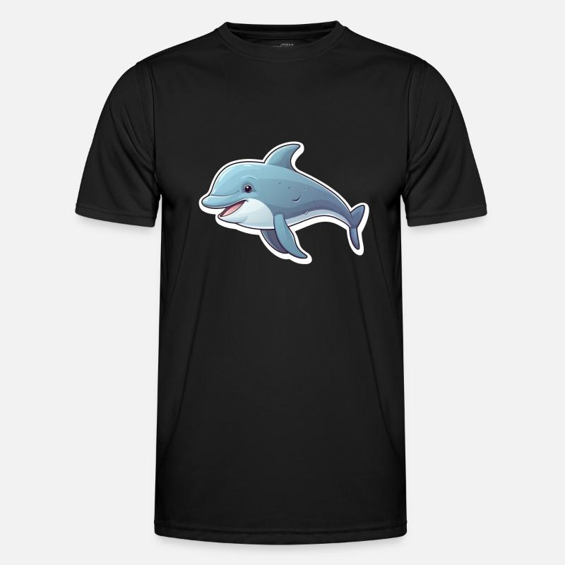 Delfin niedlich - Männer Funktions-T-Shirt - Schwarz