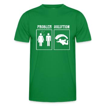 Problème Solution Épouse Mari Parachute Parachutisme - T-shirt sport Homme - vert - Devant - AI Model Male 178 dark (178cm)