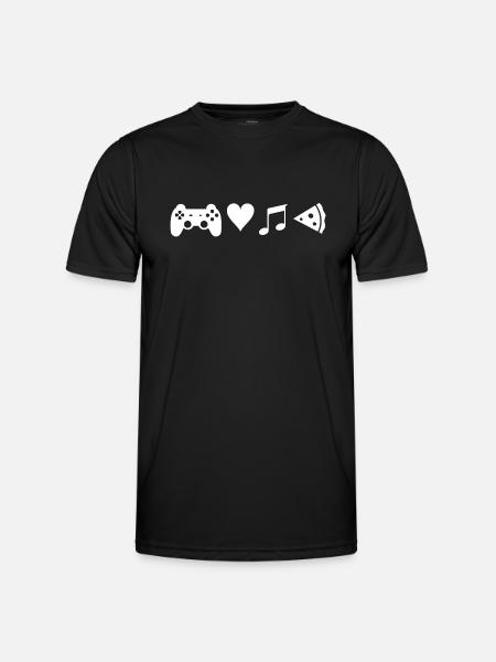 Game Love Music Pizza - Men's Functional T-Shirt - black