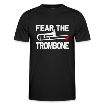 trombone, trombonist, wind orchestra, brass band - Men's Functional T-Shirt - black - Front - AI Model Male 178 dark (178cm)