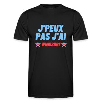 J peux pas j ai windsurf - T-shirt sport Homme - noir - Devant - AI Model Male 178 dark (178cm)