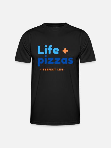 Leben + Pizza = perfektes Leben - Männer Funktions-T-Shirt - Schwarz