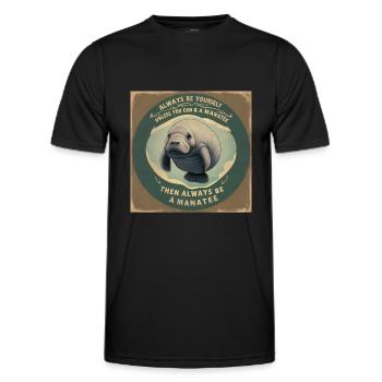 Be yourself or be a Manatee Wisdom - Men's Functional T-Shirt - black - Front - AI Model Male 178 dark (178cm)