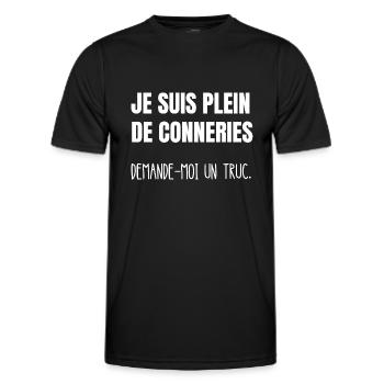 je suis plein de conneries - T-shirt sport Homme - noir - Devant - AI Model Male 178 dark (178cm)