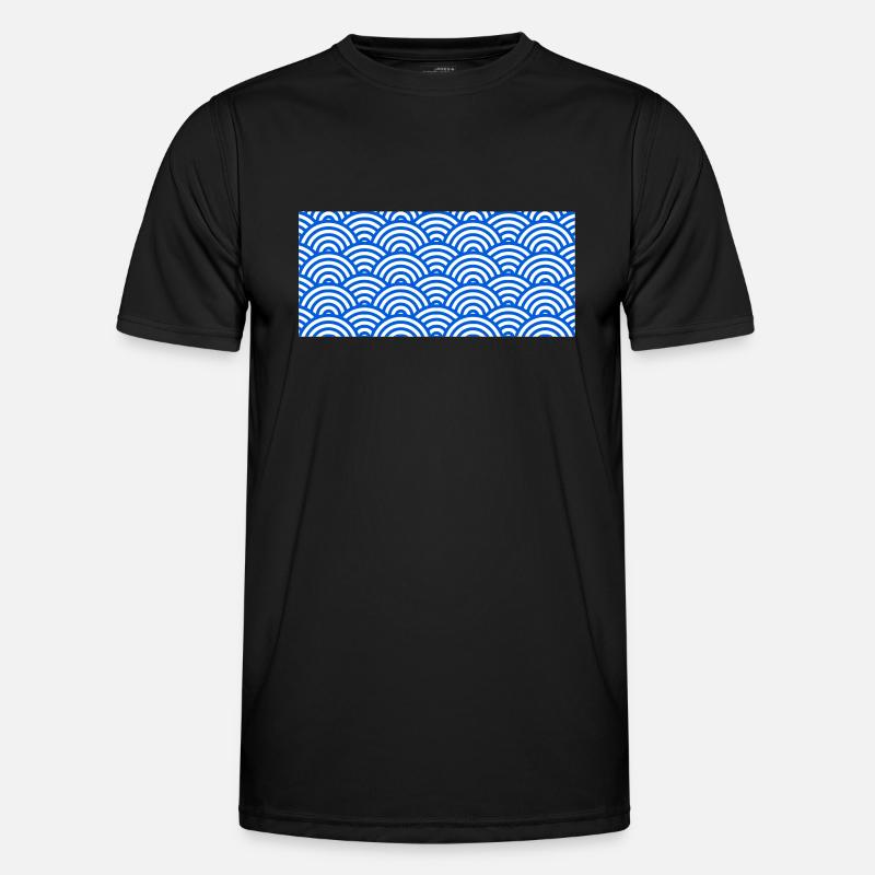 Blue Sushi Waves Pattern Men's Functional T-Shirt